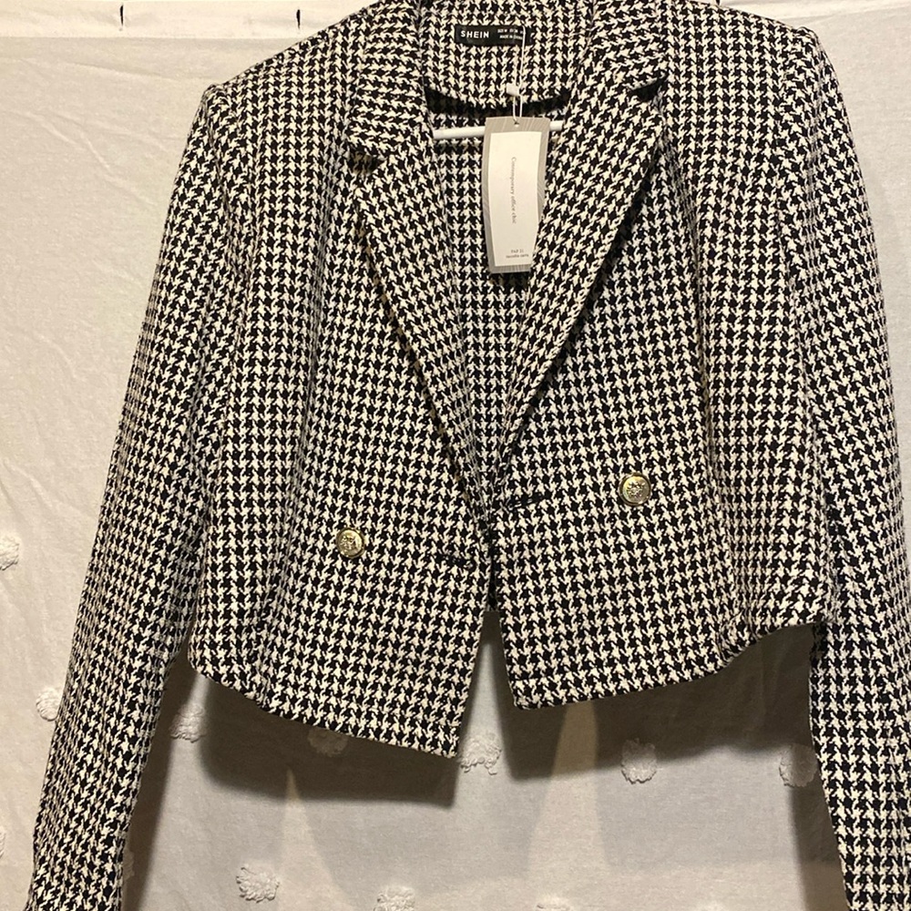 Shein Size 6 Black White Blazer